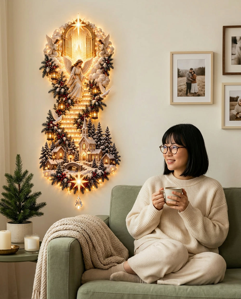 Evening tea under the glowing Light of Heaven wall hanging